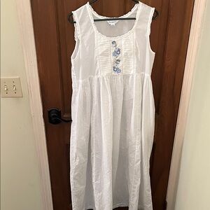 April Cornell White Dress with Blue Accents